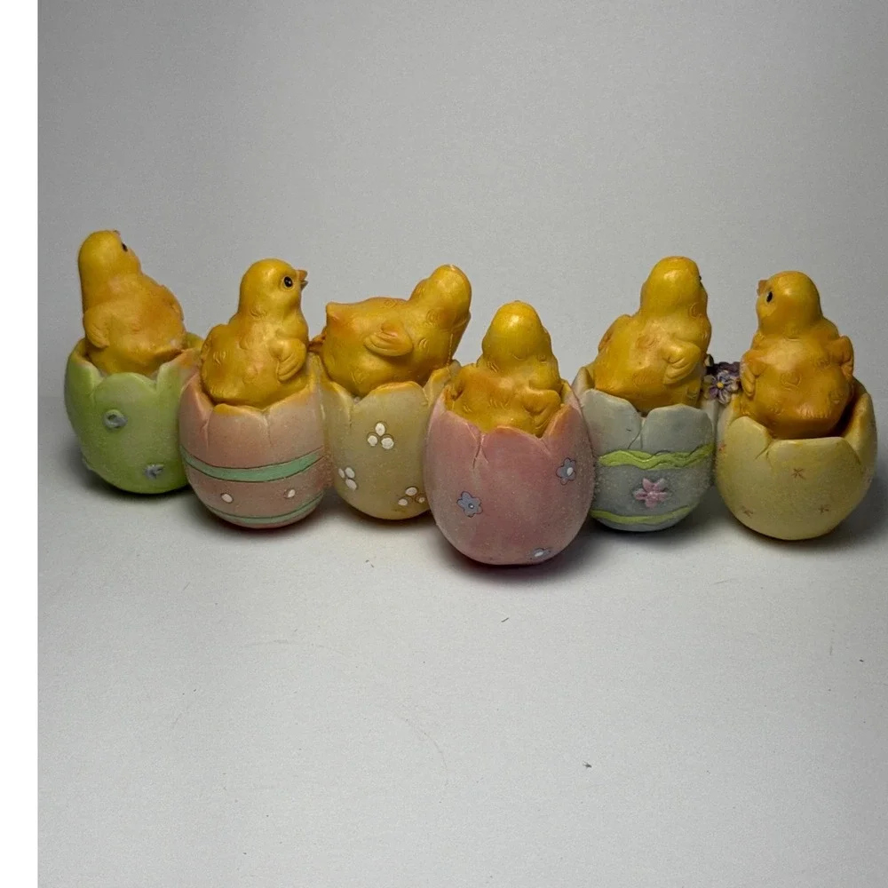 Easter Figurine Multi-Color Resin Chick Egg Decor Cotagecore Spring